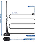 27MHz CB Radio Antenna with PL259 and BNC Male Connectors, heavy-duty magnetic base, 13-inch tall, 3-meter coaxial cable