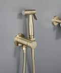 Brushed Gold Handheld Bidet Sprayer For Toilet With Warm Water Stainless Steel Shower Set Featuring Brass Hot And Cold Mixing Valve