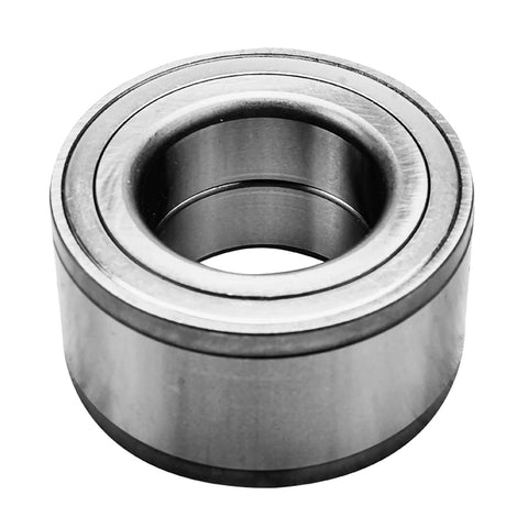 Close-up view of a metal bearing from the 2 Front Wheel Bearings Replacement Kit For Toyota Tundra Tacoma 4Runner Sequoia Front Hub Bearing Assemblies For 1995 To 2007 Trucks Durable Easy Install Smooth Quiet Ride.