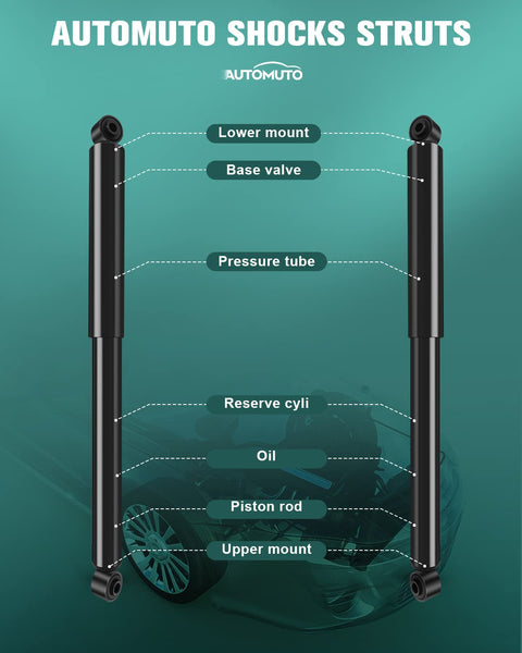Diagram of rear shock absorbers with labeled parts for Ford F-150 2004-2012 and Lincoln Mark LT 2006-2008. No springs or mounts included.