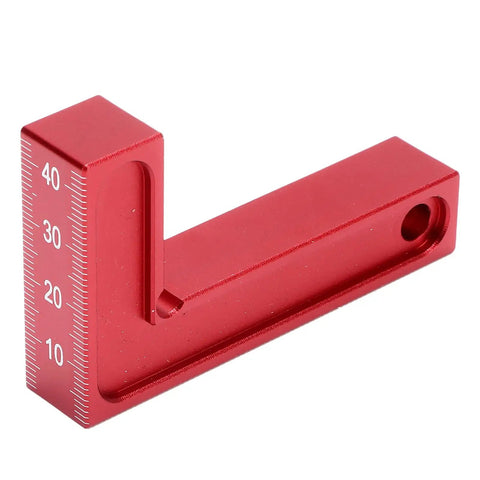 Dead True 90 Degree Positioning Square Aluminum Alloy Right Angle L Shaped Layout Tool Zero Play Gauge For Cabinet Carpentry And Tough Diy Builds Red showing measurement markings.
