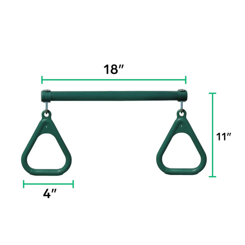 Backyard Swing Set Accessories Kit With 18 Inch Trapeze Bar 48 Inch Heavy Duty Chain With Locking Carabiners Monkey Bars In Green
