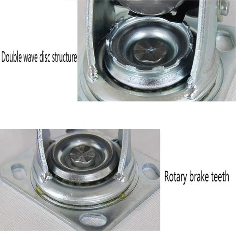 Close-up view of Badass Heavy Duty Silent Rubber Caster Wheels With Fixed Industrial Brakes showing double wave disc structure.