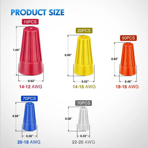 Pro Grade Wire Screw Caps Terminals Kit 220 Pcs 5 Size Electrical Assortment With Spring Loaded Twist On Connectors diagram