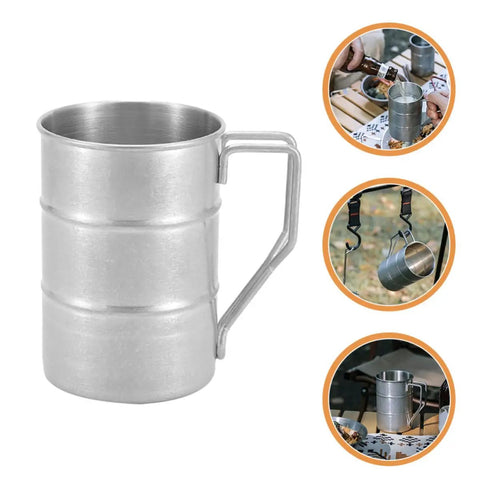 Stainless Steel Water Cup 350ml Multi Function Camping Mug With Smooth Edges Design Silver For Outdoor Adventures And Picnics