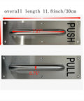 304 Stainless Steel Commercial Door Push Pull Plate Handle With Backing Plates 11.8 x 3.2 Inch Plate, 20 Cm Handle Length, 1.9 Cm Diameter, Built To Last, Easy To Install, Fits Metal Doors, Wood Doors And Composite Doors. front view with 11.8 x 3.2 inch plate and 20 cm handle
