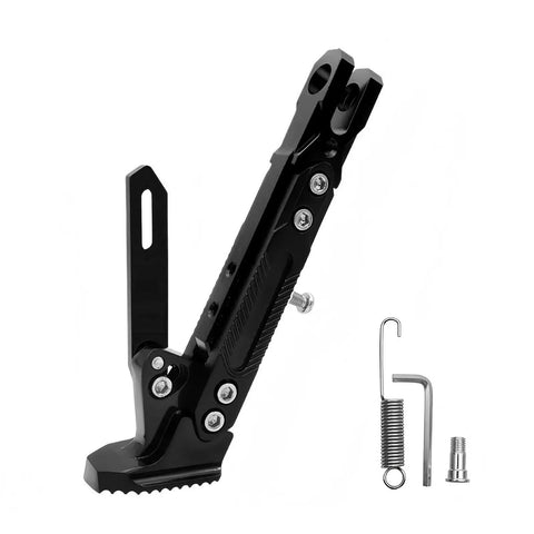 Adjustable Aluminum Triangle Motorcycle Kickstand, Heavy Duty Side Stand for Motorcycle, Scooter, and Dirt Bike, Universal Replacement with Non Slip Base, Durable Black Aluminum Alloy