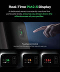 Smart touch control panel on 3D Printer Air Purifier For FDM Printers With High Dense Activated Carbon, displaying PM2.5 levels.
