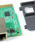 High Speed Ethernet Module Card Network Interface Upgrade Compatible With Zebra ZD421 Series Label Printers showing green circuit board and adapter.