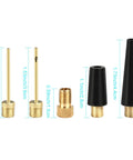 Ball Pump Needle Set Pro Grade Must Have With 2 Metal Ball Needles 2 Tapered Nozzles And 1 Metal Adapter dimensions shown
