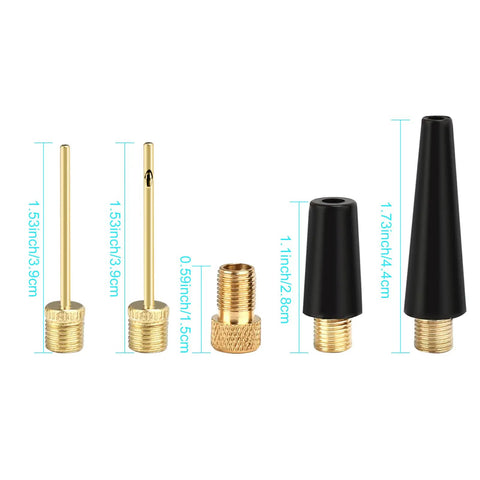 Ball Pump Needle Set Pro Grade Must Have With 2 Metal Ball Needles 2 Tapered Nozzles And 1 Metal Adapter dimensions shown