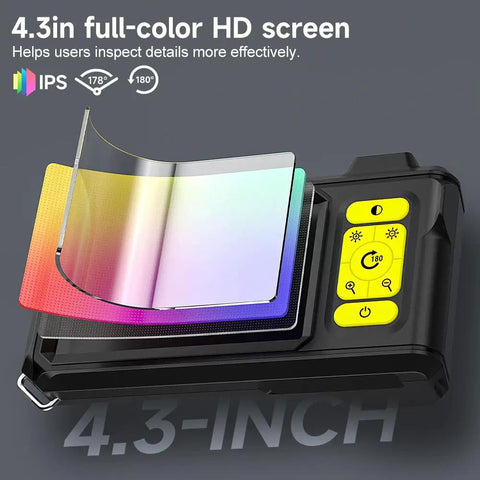 4.3-inch HD screen of 1080P HD Endoscope With Light 4.3 Inch IPS Display 8 LED Adjustable Illumination Semi Rigid 16.4 Ft Cable 8mm IP67 Waterproof Lens Clear Inspect Anywhere Great Fathers Day Gift For DIYers And Gadget Lovers