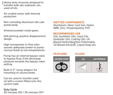No-Hassle 115V Electric Drum Pump 8 Gpm Blazing Fast Oil Transfer Workhorse For 55 Gallon Barrels with aluminum body and features.