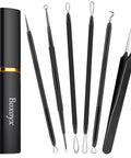 6 Piece Pimple Popper Tool Kit Blackhead Remover Comedone Extractor Set with metal case and various stainless steel tools