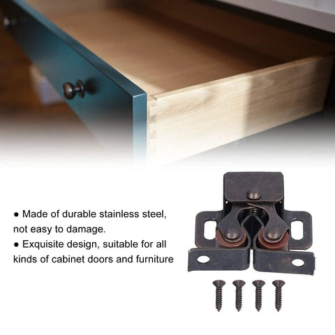 30 Pack Stainless Steel Double Roller Catch Latches Self Elastic Magnetic Damping Buffer For Cabinet Doors Drawers And Cupboards