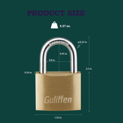 Solid Brass Padlock With Key For Sheds Storage Units Gym Lockers Fence Toolbox And Hasps 1 9 16 Inch Wide Lock Body