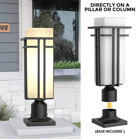 Heavy Duty Aluminum Outdoor Post Light With Frosted Glass Shade, Built To Last, Weatherproof And Rust Resistant Lamp Post