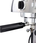 Close-up of Professional Single Pump Semi Automatic Espresso Coffee Machine For Home Brew Barista Style Shots Stainless Steel Body 110 To 240V Easy Pull Espresso Durable Build Makes Rich Creamy Espresso Every Time