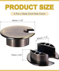 Desk Grommet Set, 2 Pieces, 1.4 Inch Zinc Alloy Round Desk Hole Cover, Cable Organizer For Home Office Computers And Tables, Bronze Finish, 35mm Diameter, Keeps Wires Tidy And Protected