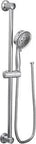 Chrome Four Function Handheld Shower Head With 69 Inch Hose And Wall Mounted Slide Bar Removable Design For Adjustable Height And No Fuss Setup Easy Install