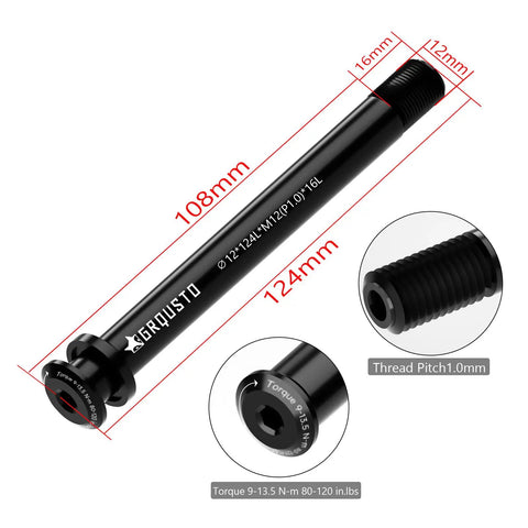 Two In One Front And Rear Thru Axle For Road And MTB Bikes, 1.0mm Thread Pitch, 12mm By 124mm Boost Through Axle, 6061 Aluminum Alloy