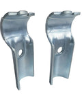 Two galvanized Six Pack End Rail Clamps for Three Quarter Inch EMT Conduit Stainless Steel T Clamps for DIY projects