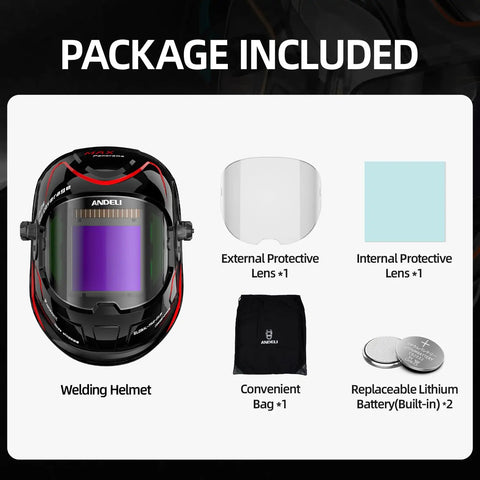 Top Notch Panoramic Welding Helmet With True Color View Solar Powered Auto Darkening Shield Large 3.94 By 3.74 Inch Viewing Window Side View Panel Four Arc Sensors Wide Shade Range 4 5 8 9 13 Ideal For TIG MIG ARC Plasma