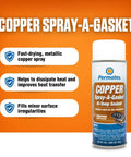Copper Spray A Gasket Hi Temp Adhesive Sealant Spray For Gaskets And Heat Transfer, Fast Drying Metallic Copper, 9 Oz Can