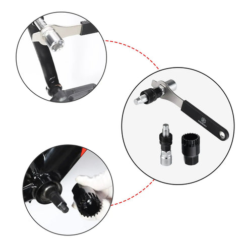 Bike Crank Extractor And Bottom Bracket Tool Kit With 16mm Spanner Wrench Compatible With Shimano ISIS Octalink BSA And SRAM