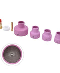 7 Piece Welding Accessory Kit With Ceramic Nozzles Collets Gas Lens Cups And Gaskets For WP17 WP18 WP26 Welding Guns