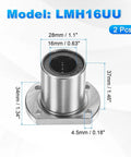Hella Smooth 16mm Linear Ball Bearings With Double Rubber Sealed Flange Bushings featuring 34mm flange and 16mm bore size.