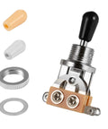 3 Way Short Straight Guitar Toggle Switch Pickup Selector With Replaceable Tip Cap Knobs, 12mm Shaft By 9mm Tall, Compact Yet Durable, Easy To Install On Control Plates, Perfect For Gibson Les Paul Electric Guitars And Other Axes, with caps