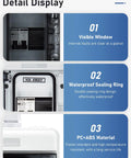 Outdoor Breaker Box 15 Amp Miniature Circuit Breaker With DIN Rail Enclosure Solar Disconnect Switch IP65 Waterproof DC 12 to 500V AC 90 to 480V, features visible window, waterproof sealing ring, and PC+ABS material.