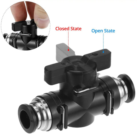 Push to Connect Ball Valve Kit 10 Pack 8mm Tube OD Plastic Straight Union Adapters Quick Install Pneumatic Valves for DIY Plumbing No Tools Required, open and closed