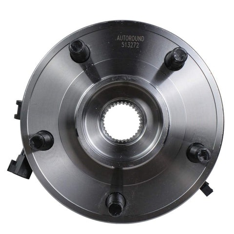 Front view of Front Wheel Hub And Bearing Assembly 513272 for 2007-2010 Jeep Wrangler with ABS, 5-lug, flange diameter 6.36 inches