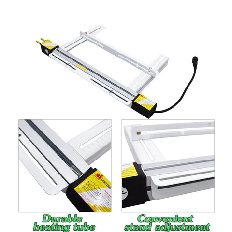 INTSUPERMAI Acrylic Plastic Bender 23.6 Inch Manual PVC Strip Heater With Light Box For Sign Making, showing durable heating tube and adjustable stand.