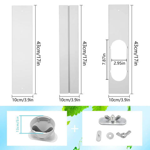 Ready To Go Portable AC Window Vent Kit With 5 Inch Hose 6 Piece Window Seal Set And Adjustable Sliding Window Plate