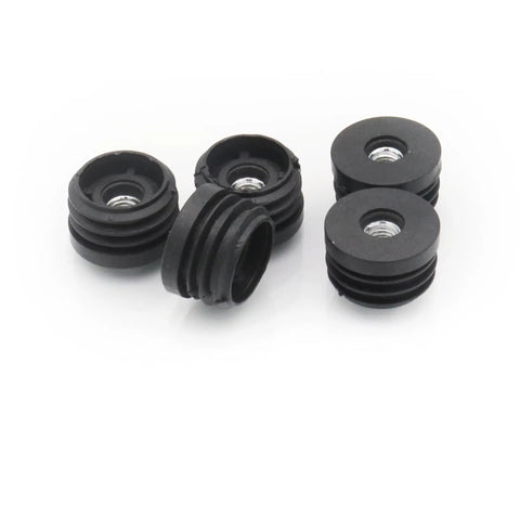 Six Pack Round Tube Plugs With M8 Thread Black Plastic Furniture Leg End Caps 30mm Diameter For Casters And Adjustable Feet Fits Chairs Tables And DIY Projects