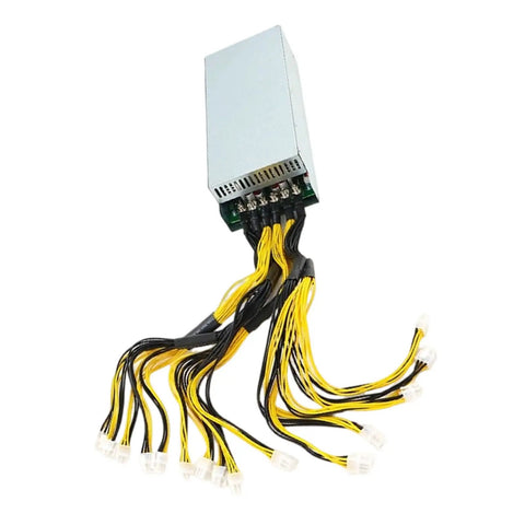 Heavy Duty 3600W Mining Power Supply For Multi GPU Rigs And Industrial Miners 180 To 265V Switching PSU With Metal Housing Quiet Operation Built Tough For Stable Power And Safety, metal case with yellow-black cables