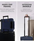 Underseat Luggage With Wheels Softside Carry On Spinner Bag Fourteen Point Five Inch Navy 28L lightweight with extension handle