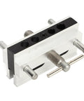 Heavy Duty Self Centering Dowel Jig With Quick Swap Sleeves For 1/4 3/8 And 5/16 Bits Premium Woodworking Drill Guide close-up view