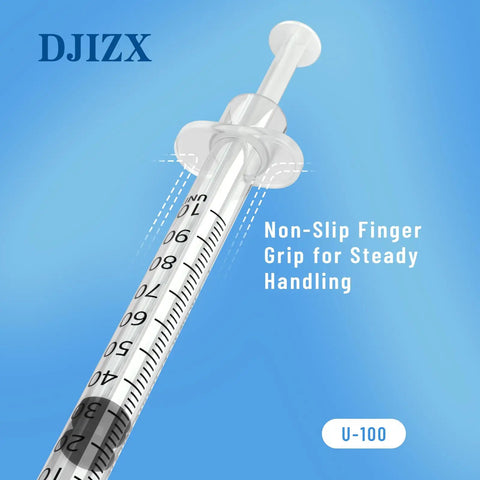 One Milliliter Syringe 31G Go To Lab Gear Five Sixteenth Inch 8mm Length U100 Individually Wrapped Pack Of 100 For Precise Dosing And Leak Proof Sealing, 1 mL syringe with non-slip finger grip