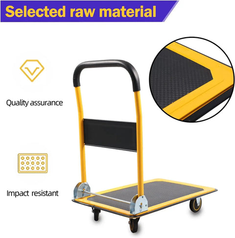 Built Tough 330 Lb Push Cart Dolly With Silent Mute Wheels Plus Compact Foldable Design That Makes Heavy Warehouse Loading And Office Moving Feel Like A Total Cinch For Daily Work Hauls