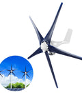 1600W Off Grid Wind Turbine Generator With 5 Blades And 24V System with blue blades and white hub for high wind efficiency