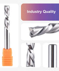 SpeTool spiral router bit, 1/4 in down-cut, solid carbide end mill with 1/4 in shank for wood