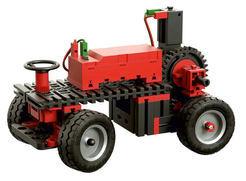 Mechanic And Static 2 Building Kit With 500 Pieces For 30 Models Delivers Hands On Gear Systems And Stable Structures Requires 9V Battery Not Included Or Accu Set 57487, red tractor model