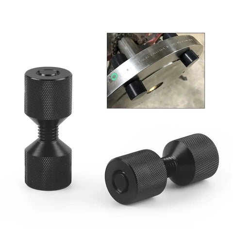 Solid Aluminum 6-Pc 1-1/8 Inch Flange Alignment Pin Kit With Two Holes For Precision Positioning And Secure Mechanical Assembly Installation That Really Gets The Job Done, showing alignment pins with textured grips.