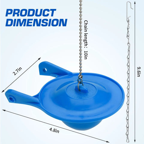 3 Inch Toilet Flapper Replacement Kit For 99 788 Model Compatible With 3 Inch Flush Valves With Two Handle Chains Water Saving And No Fuss Easy Install For Efficient Home Flushing blue rubber flapper with 10in chain and clip hooks, 4.8in x 2.7in