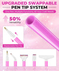 Rhinestone Picker Tool Kit With 40 Dual-Ended Acrylic Pens 40 Replacement Tips system showing pink replaceable pen tips.