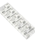 50 Pack High Security Bolt Container Seals Locked Down Tight Hella Secure Tamper Proof Shipping Cargo Truck Trailer Seals Progressive Numbering ISO 17712 White stacked in plastic tray.